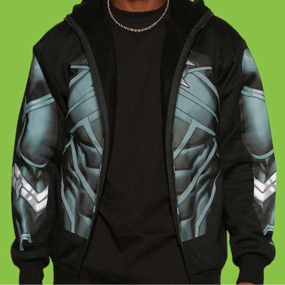 Mens Marvel Black Panther Full Zip Full Mask Costume Hoodie - Size L - Picture 3 of 7